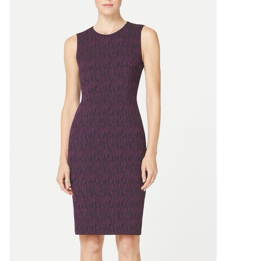 Calvin Klein Purple Black Jacquard Sleeveless Stretch Sheath Dress Size 2